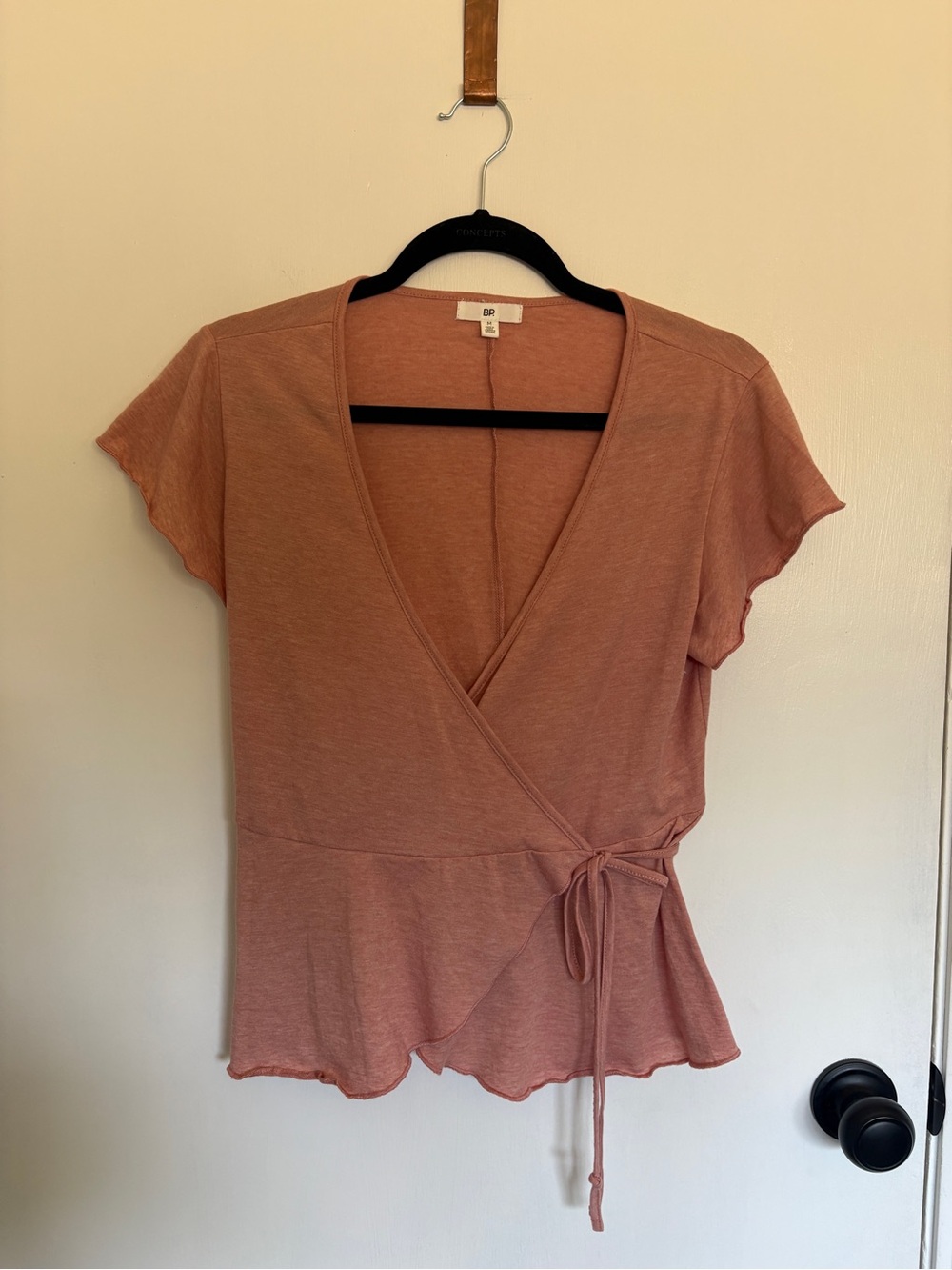 Nordstrom BP Rose-Toned Wrap Front Short Sleeve Top